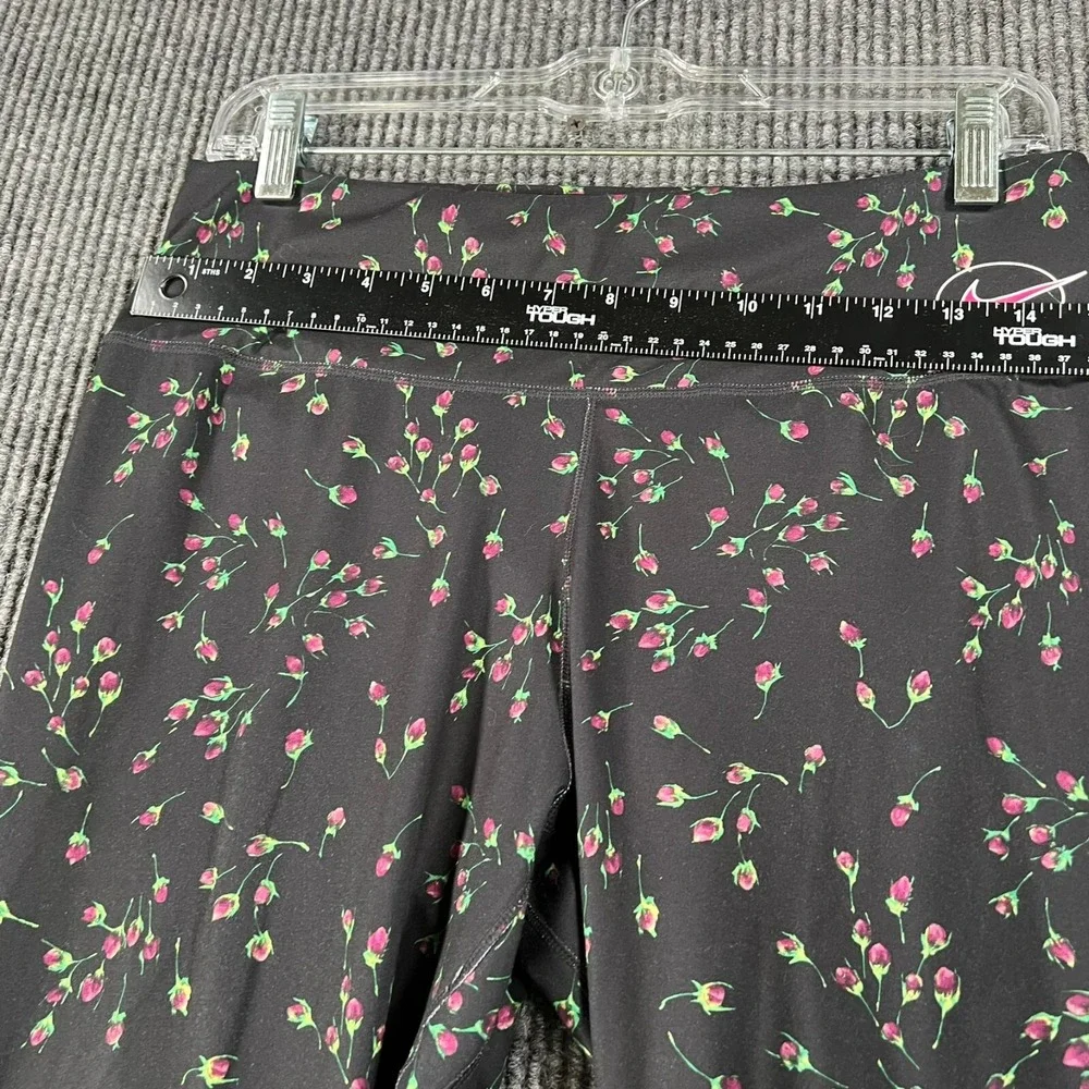 Nike Leggings Womens Large Black Floral Roses Geometric Dri Fit Active Workout